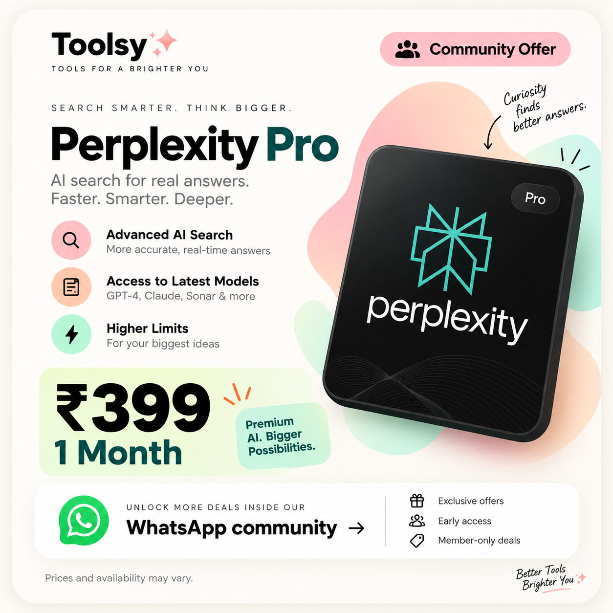 Perplexity Pro — 1 Month Toolsy community offer preview