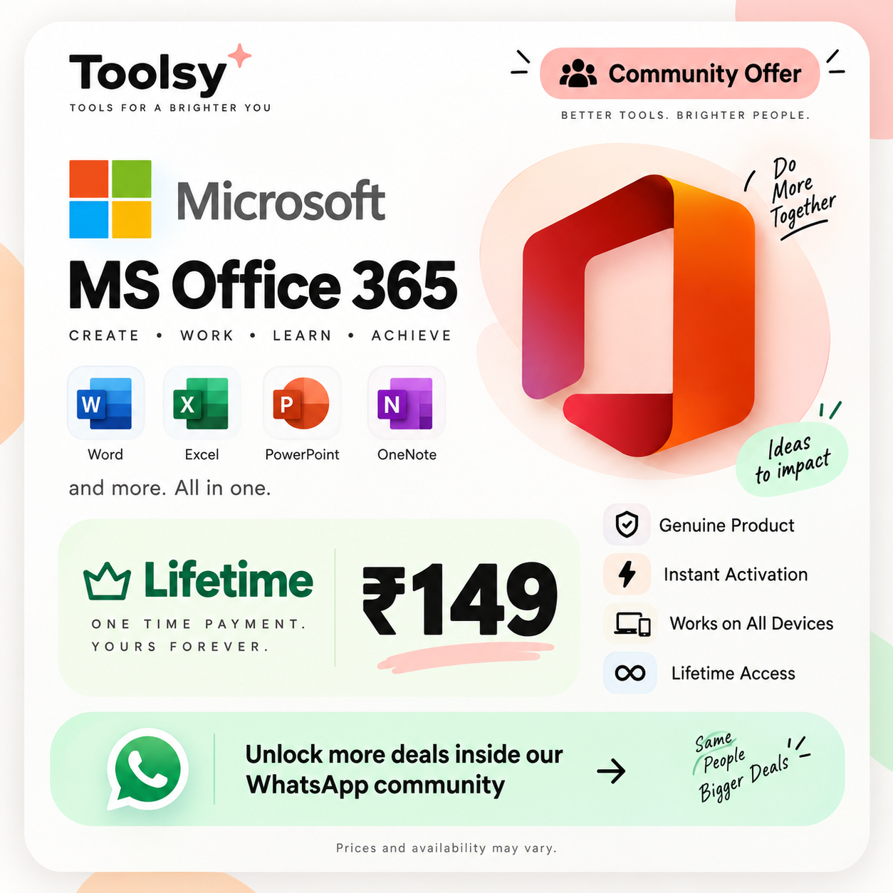 MS Office 365 Lifetime Toolsy community offer preview
